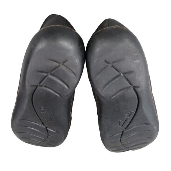 Clarks Shoes Womens 7.5 Loafer Slip On Ashland Leather Black Classic Career Flat - Picture 11 of 14